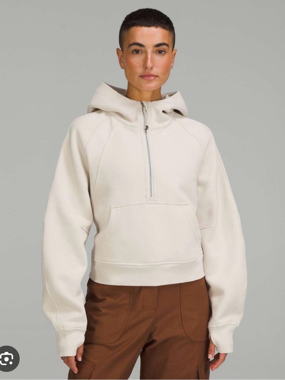 Lululemon Scuba Oversized Half-Zip Hoodie in Bone, Size M/L